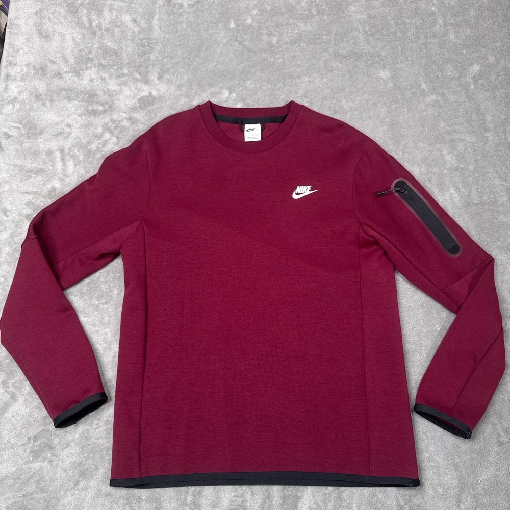 Nike Tech Fleece Pullover Crewneck Sweater Men's Medium Maroon CU4505-639